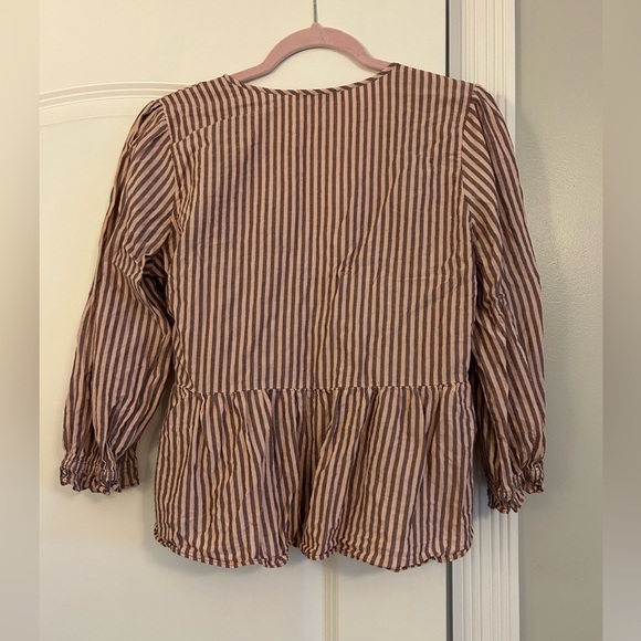 Madewell Puff-Sleeve Peplum Wrap Top in Stripe - Picture 10 of 10